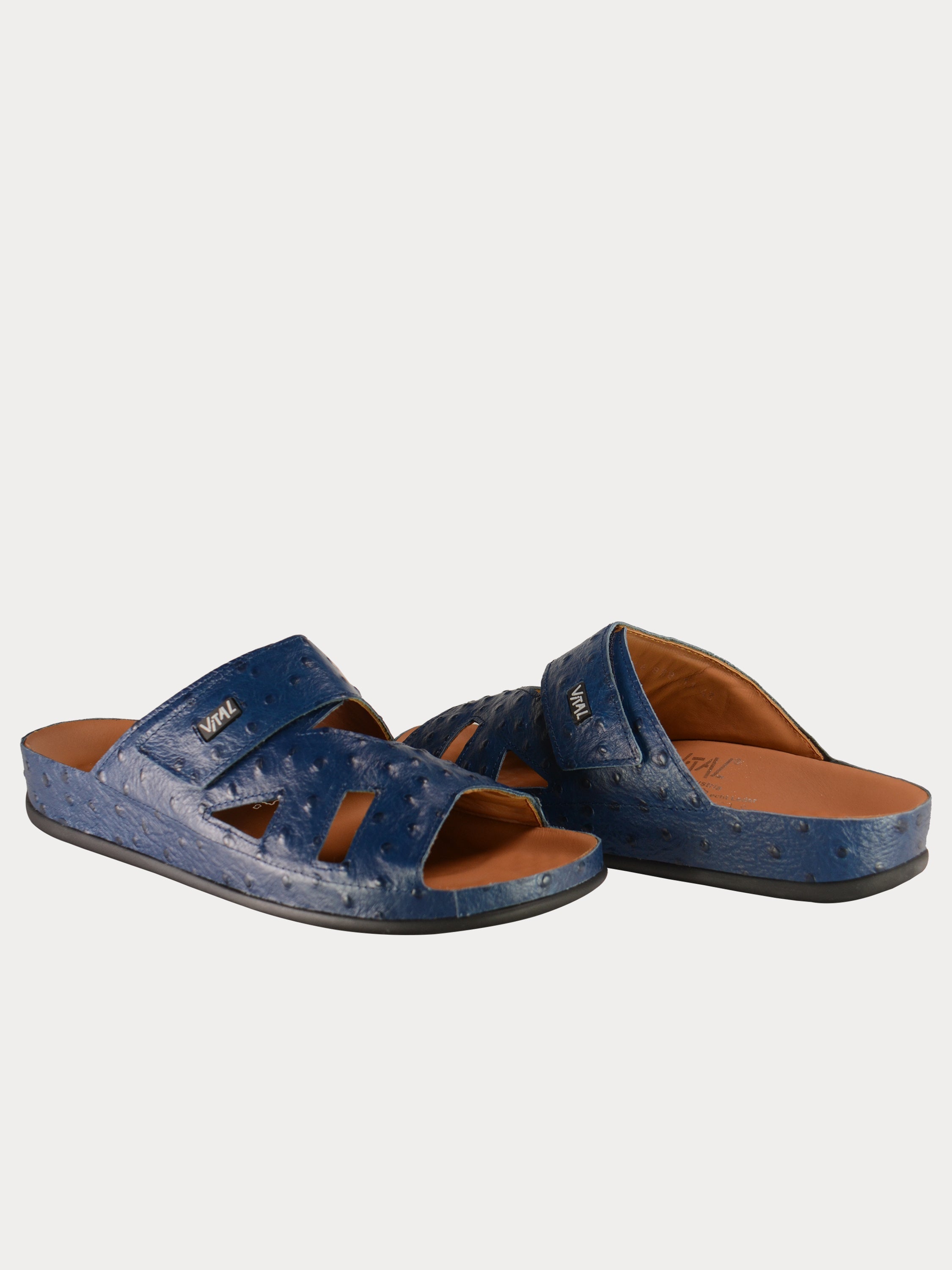 Vital Mens Detail Strap Leather Sandals #color_Blue