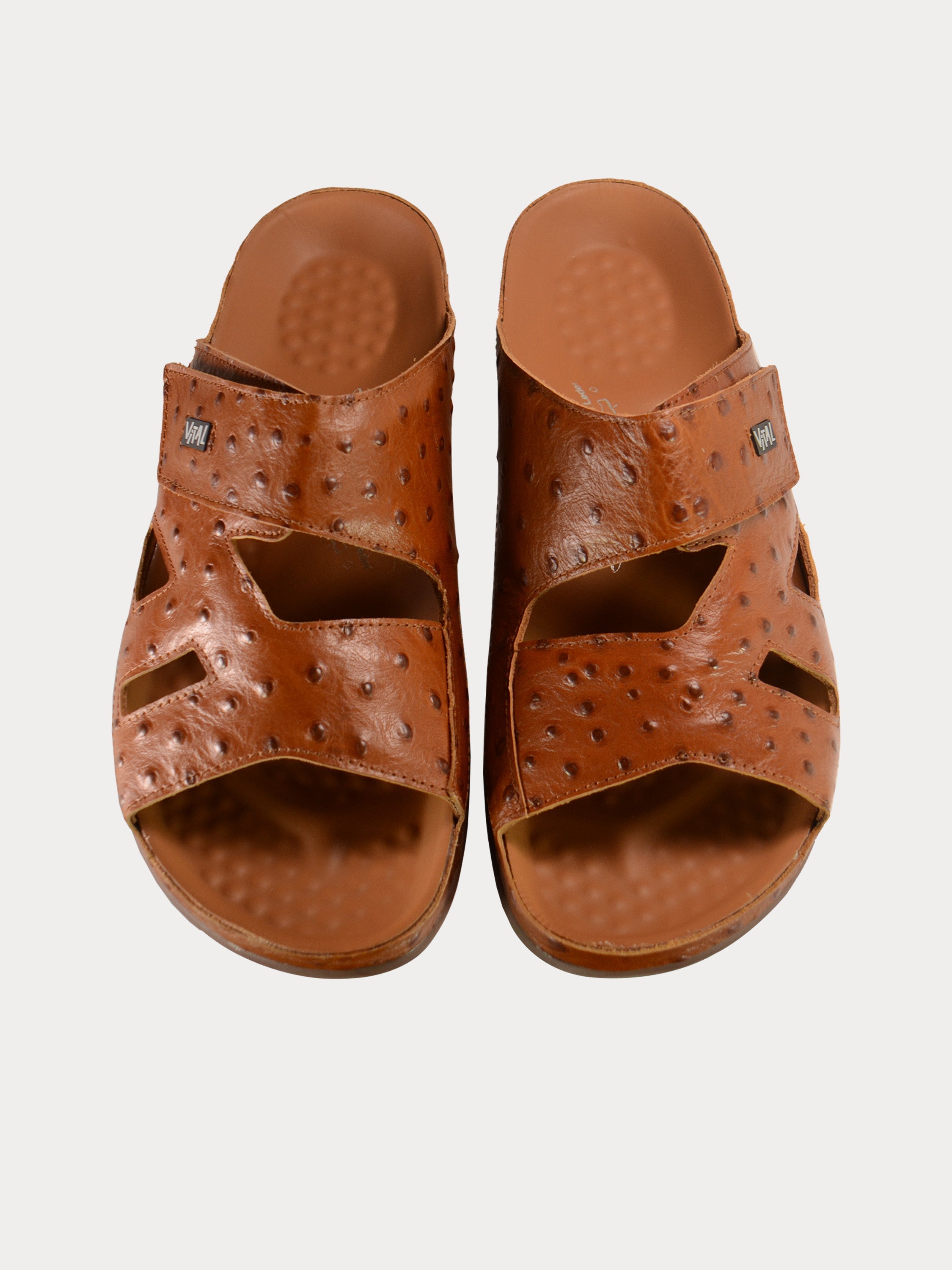 Vital Mens Detail Strap Leather Sandals #color_Brown