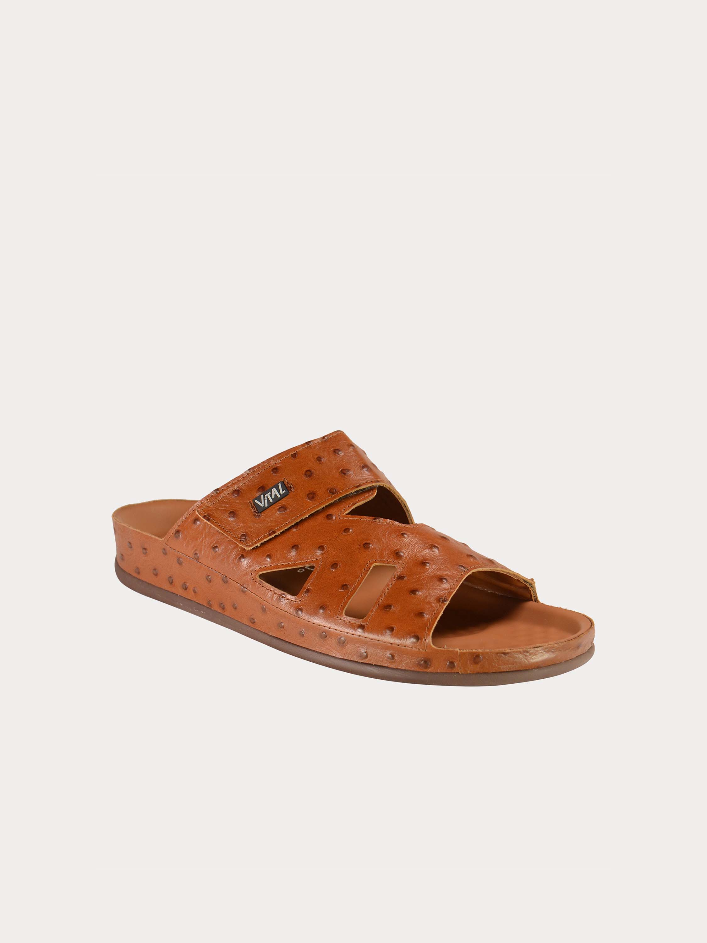 Vital Mens Detail Strap Leather Sandals #color_Brown