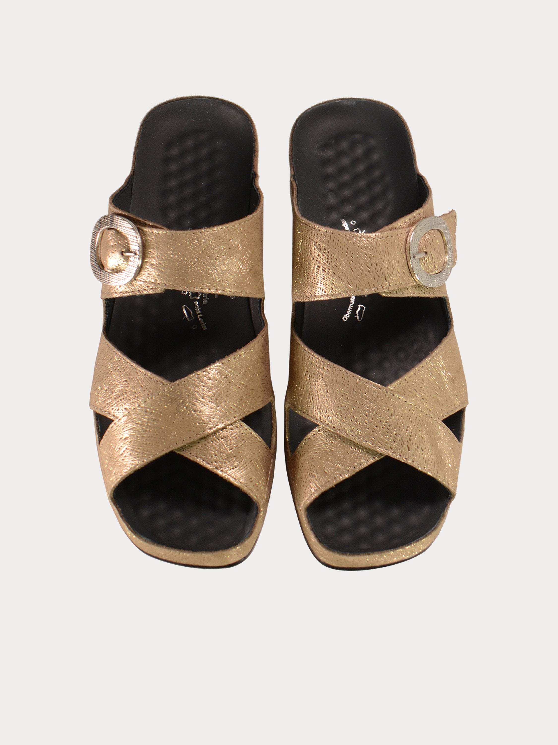 Vital Rustic Slider Leather Sandals #color_Gold