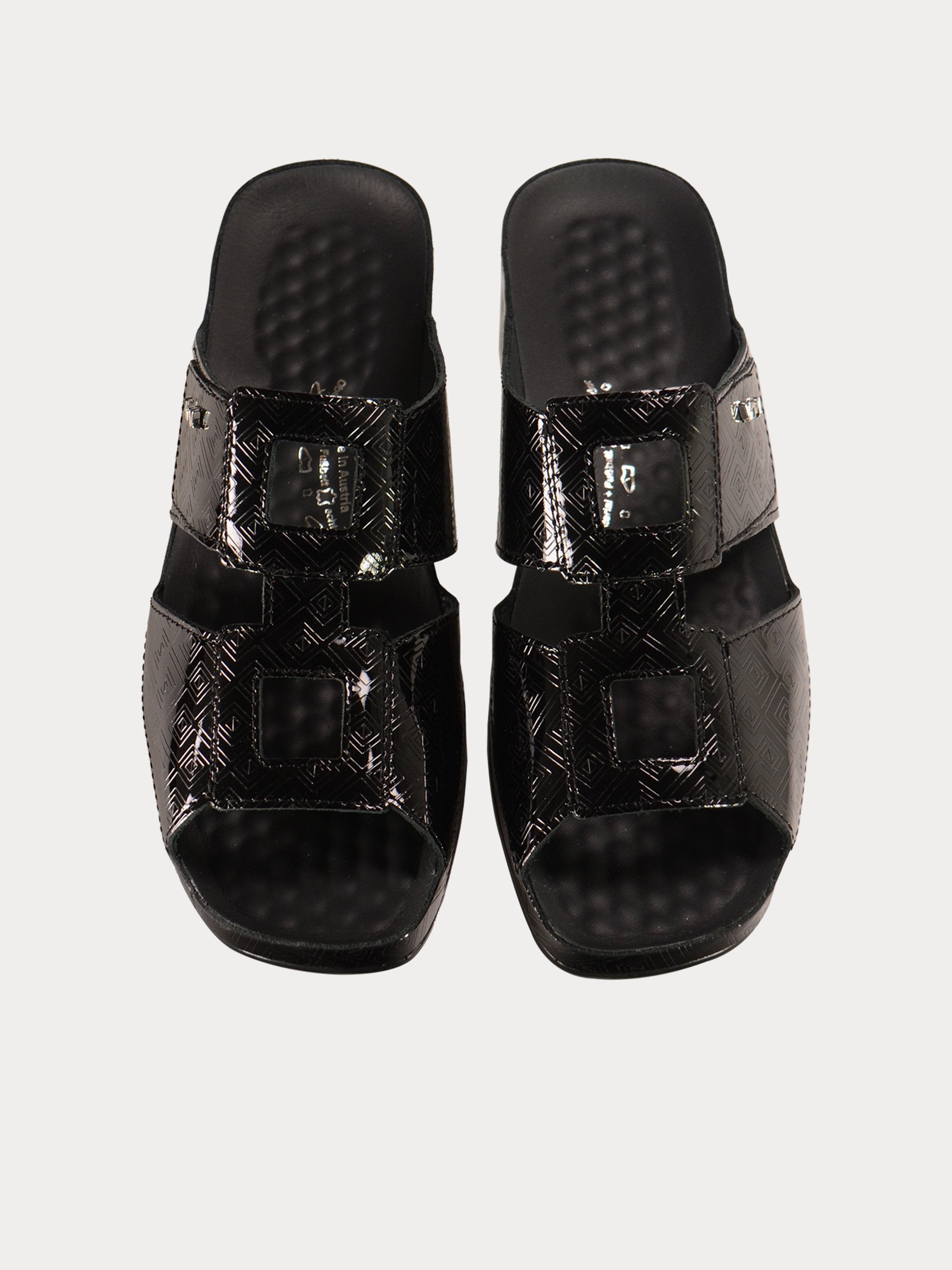 Vital Women's Black Leather Slider Sandals #color_Black