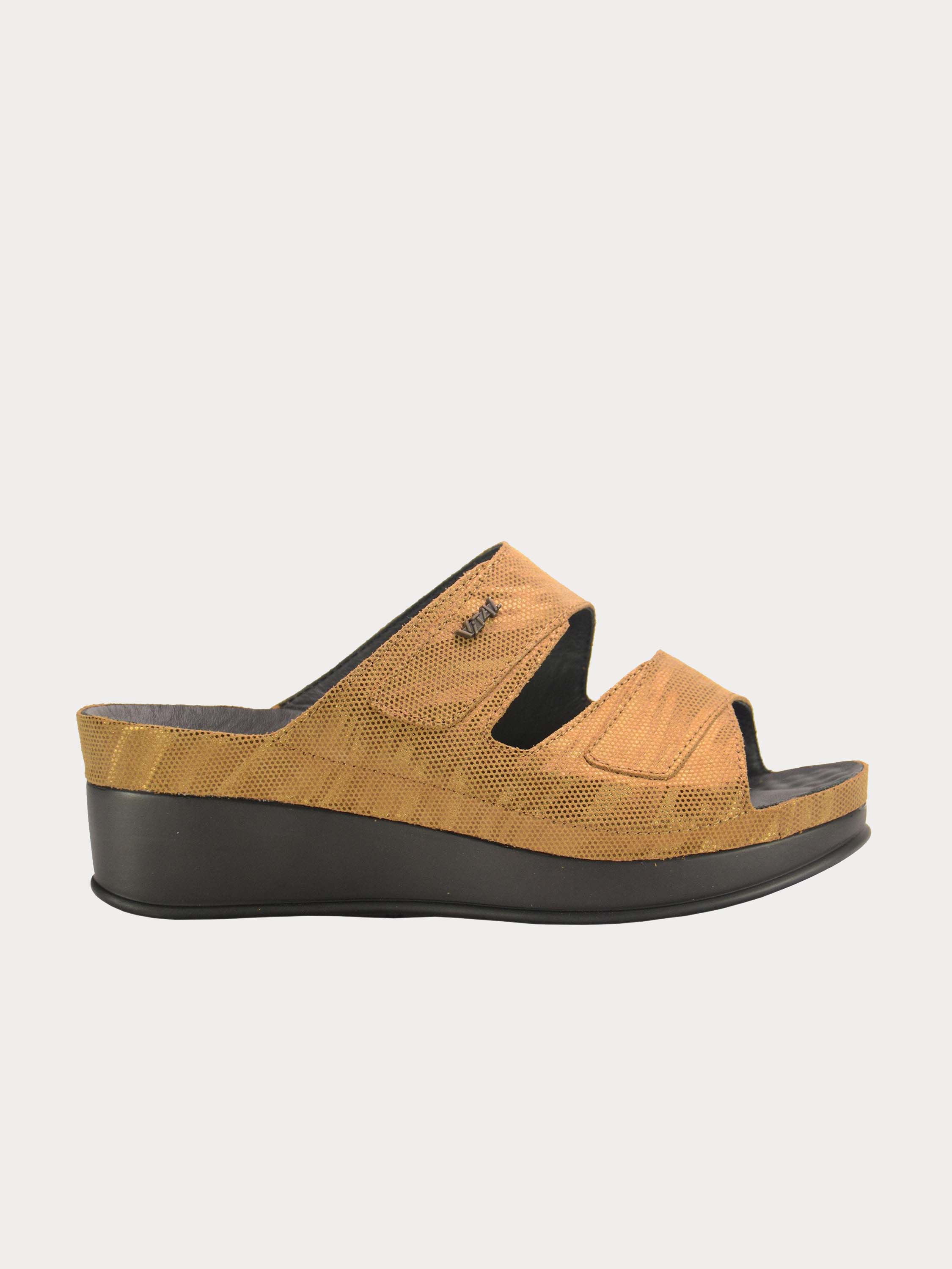 Vital Women's Camo Platform Leather Sandals #color_Brown