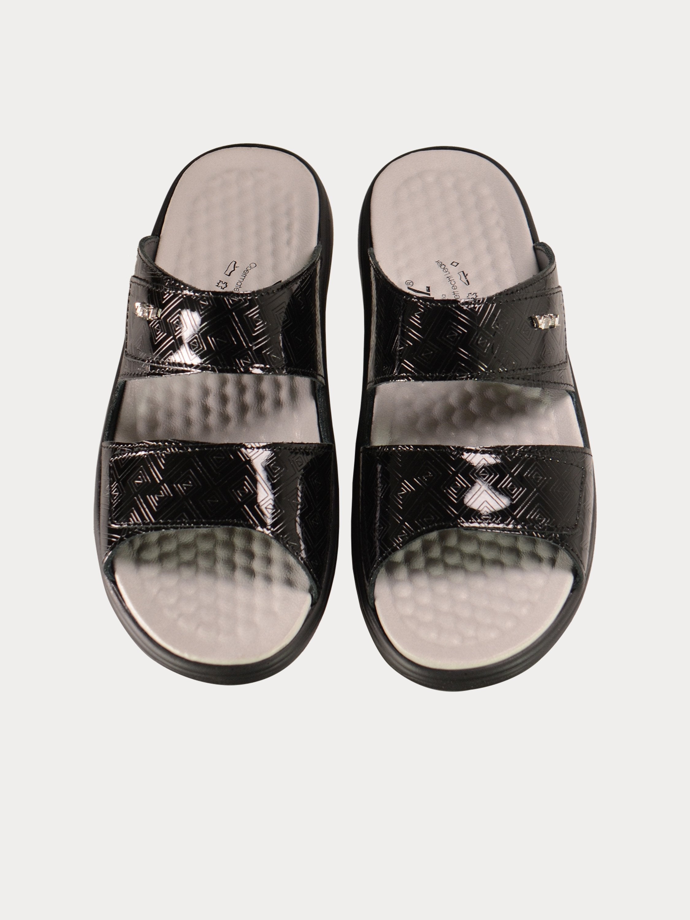 Vital Women's Square Detail Strap Sandals #color_Black