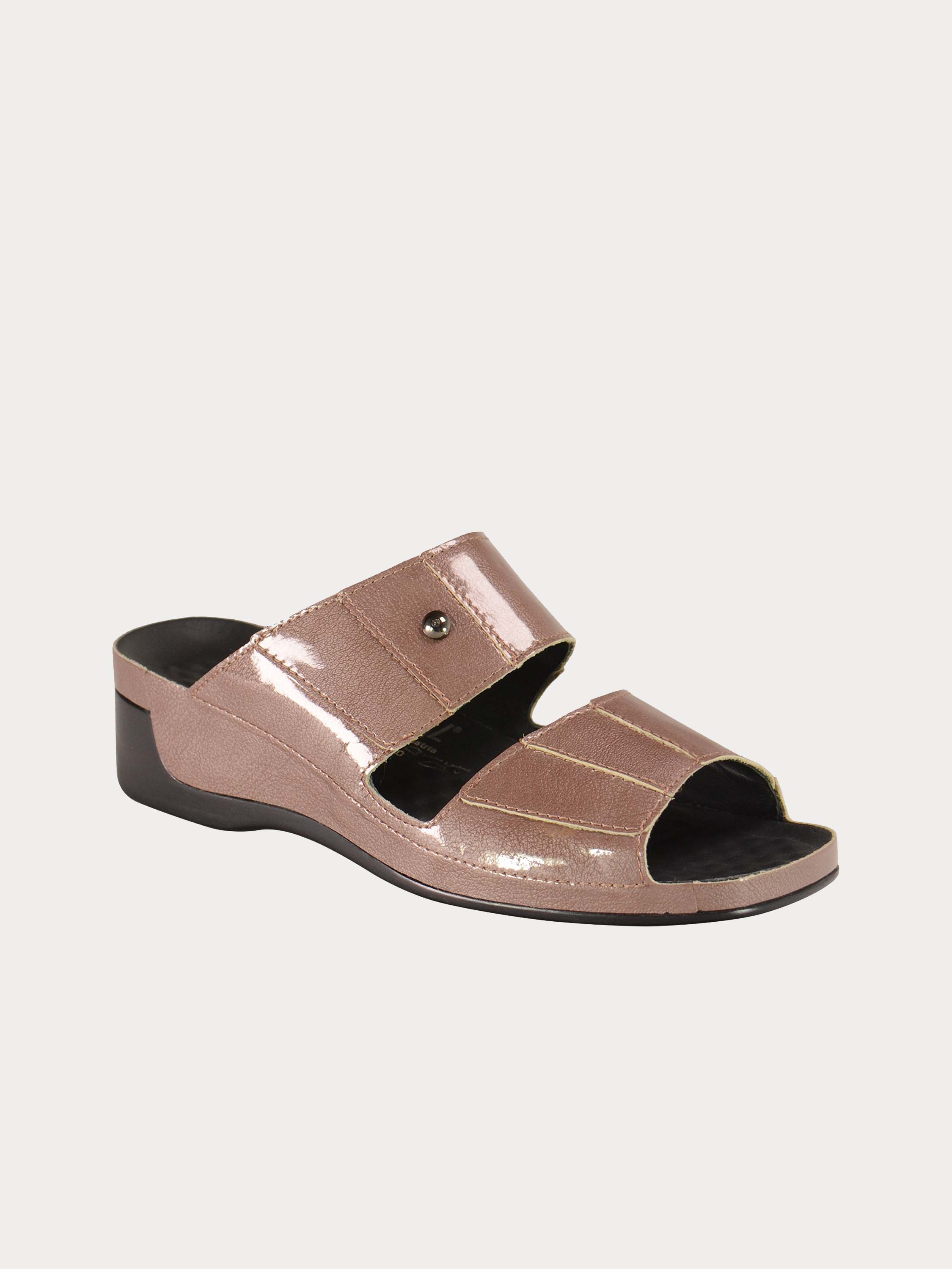 Vital Women's Women's Slider Leather Sandals #color_Beige