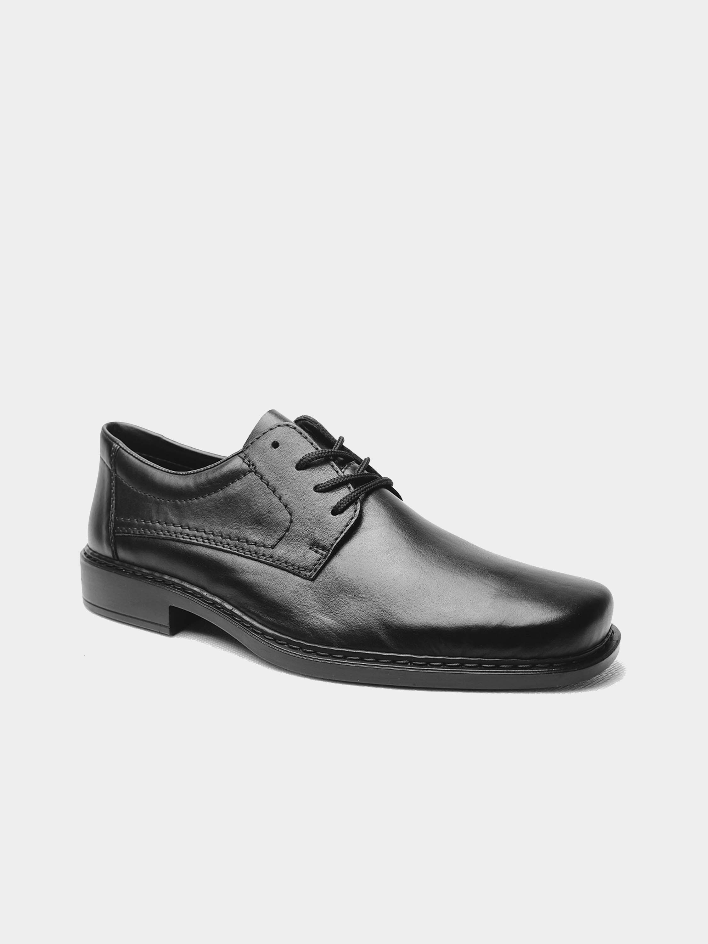 Rieker B0810-00 Men's Square Toe Formal Leather Shoes #color_Black