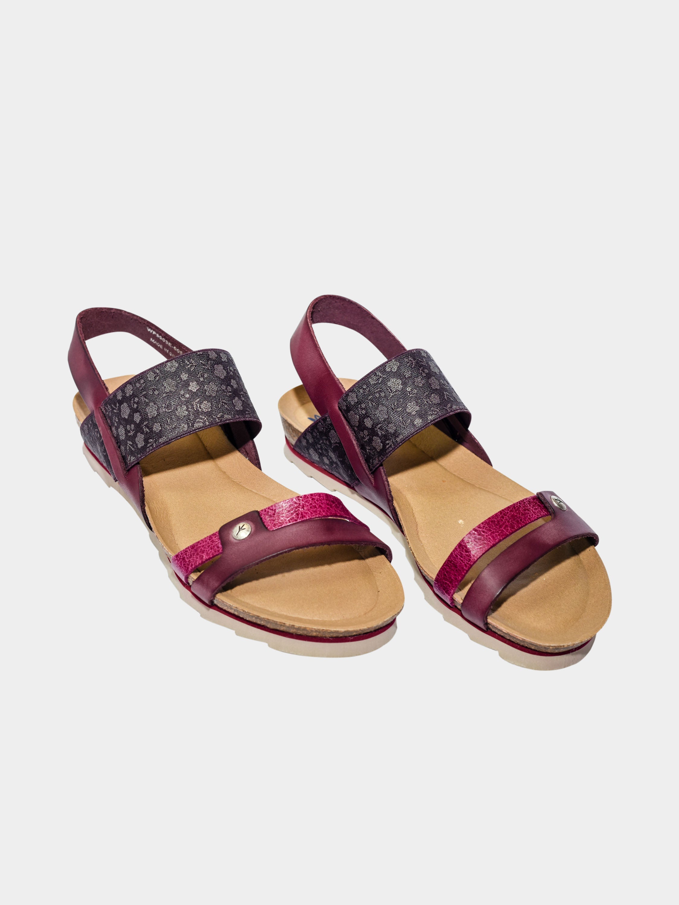 Wanda Panda Women Nadia Back Strap Sandals #color_Maroon