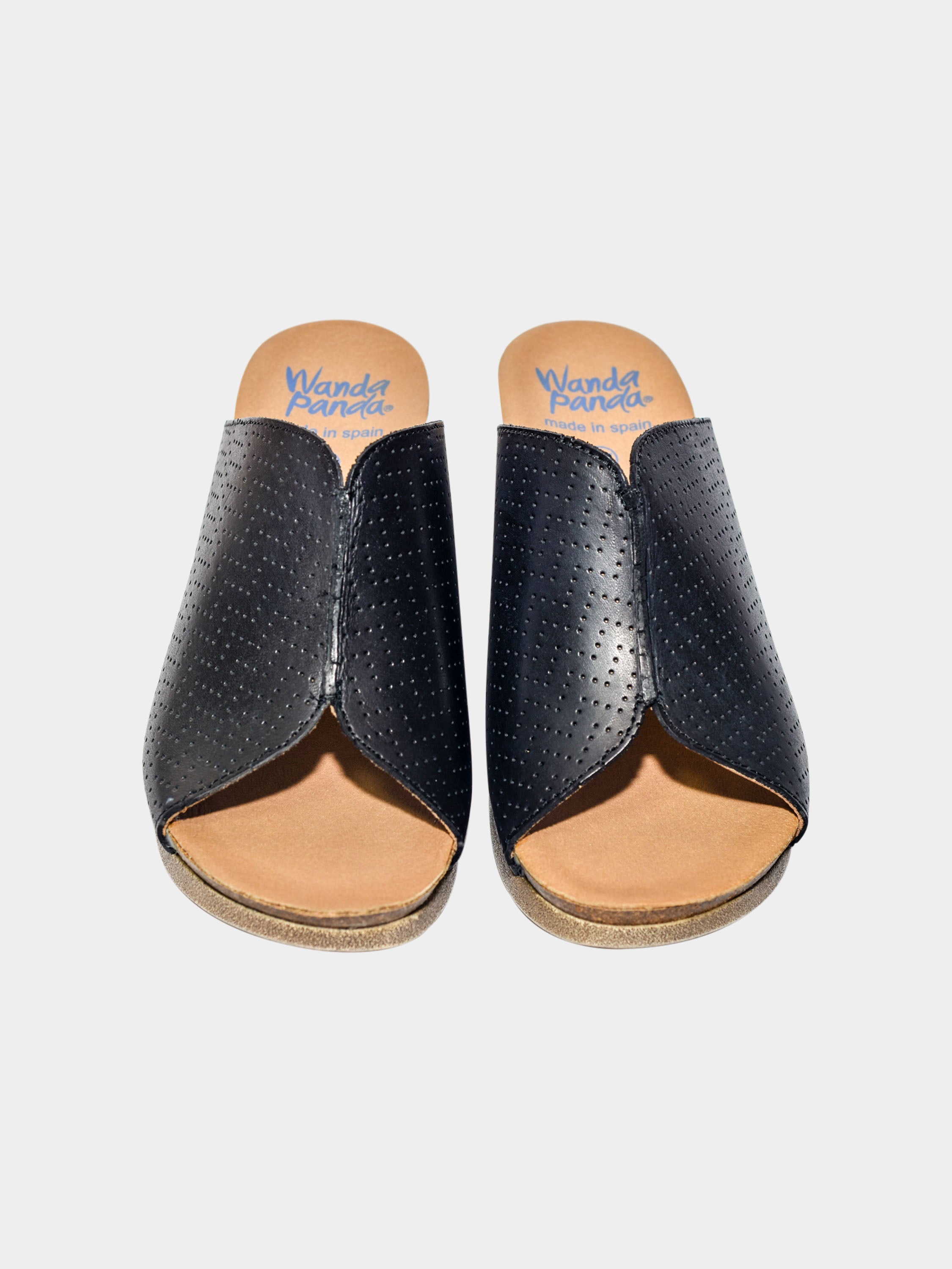 Wanda Panda Women's Megan Wedge Sandals #color_Black